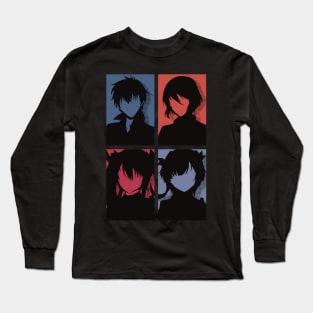 The Misfit of Demon King Academy or Maou Gakuin Anime Characters : Anos Voldigoad, Misha Necron, Sasha Necron, and Lay Glanzudlii in Minimalist Pop art Design Long Sleeve T-Shirt